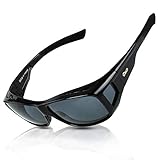 Duco Herren und Damen Sonnenbrillen Polarisiert Unisex Brille Überbrille für Brillenträger Fit-over Polbrille 8953 L - Schwarz, G