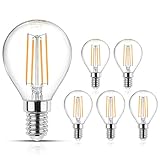 Creyer E14 Filament LED Lampen G45 - E14 LED Birne, 550Lumens, Ersetzt 50W Glühlampen, Warmweiß(2700K) Energiesparlampe, Nicht Dimmbar, Filament Fadenlampe, Glas, AC 220V-240V - 5er Pack