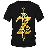 Wolyzz The Legend of Zelda T-Shirt Schwarz Baumwoll - für The Legend of Zelda Breath of The Wild Fans Geschenk Halloween Karneval Cosplay Unisex (Schwarz, XXXL)