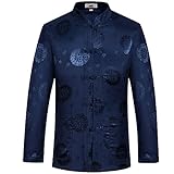 Traditionelle chinesische Herren-Bluse mit Mandarinenkragen, Übergröße, 4XL, D Marineblau, 3X-Groß