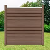 ML-Design WPC Sichtschutzzaun Komplettset, 1x Quadratelement aus 13 Paneele 170x175cm + 2x Pfosten 185cm, Braun, robust, zum aufschrauben, WPC-Zaun Gartenzaun Steckzaun Windschutzzaun Sichtschutzw