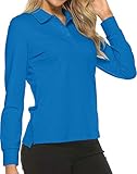 Damen Golf Polo Shirts Sport Athletic Shirts Tennis Tops Fitness Workout T-Shirt mit Knöpfen - Blau - X