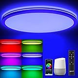 Samrt RGB LED Deckenleuchte Flach mit Fernbedienung, OPPEARL LED Deckenlampe WIFI Farbwechsel Ultraslim, 24W 4000K Rund Leuchte Kompatibel mit Samrt Life/TUYA für Wohn-/Schlafzimmer Küche, Ø42*2.5