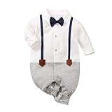 xuefoo Baby Jungen Jumpsuit Gentleman Romper Smoking für Fliege Strampler Langarm Kleinkinder One Pieces S