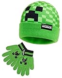 Minecraft Mütze Und Handschuhe Kinder, Warmes Wintermütze Set Für Mädchen Und Jungen, Winter Jungen Mütze, Geschenke Fans, Einheitsgrösse Geeignet Ab 3 Bis 7 J