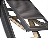 BTW Außenrollladen C04 55x98cm kompatibel für Velux GGL, GHL & GPL Holz Dachfenster Aussenrollladen elektrisch mit Steuerung und Fernbedienung Hitzeschutz Dachfenster Sonderangeb