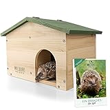 WILDLIFE FRIEND I Igelhaus Winterfest inkl. E-Book von Biologen I mit Boden aus Holz I Ganzjähriges wetterfestes Igelfutterhaus für den Garten I Katzensicher, Igel W
