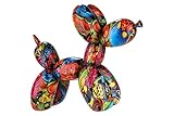 Moderne Skulptur Dekofigur Ballon Hund POP Art aus Kunststein Mehrfarbig 22x18
