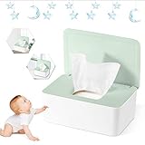 Feuchttüchter Box Feuchtes Toilettenpapier Box Baby Tücher Fall Feuchttücher Box Baby Tissue Aufbewahrungskoffer mit Deckel für Zuhause und Büro (Grün)