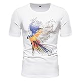 JinFZ Tshirt Herren Slim Fit Sommer Rundhals Muster Herren Sportshirt Casual Druck Lose Elastizität Herren Streetwear Workout Urlaub Party Herren Kurzarm A-White XL