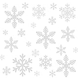 Naler 96 Schneeflocken Fensterbild Abnehmbare Fensterdeko Statisch Haftende PVC Aufkleber Winter Dek