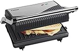 Bestron Ausklappbarer Sandwich-/Panini-Kontaktgrill mit Antihaftbeschichtung, 750 W, Schw