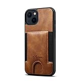 Slim Case Kompatibel mit iPhone 13 Apple 2021 5G 6.1 PU Leder Kartenhalter Langlebig Dünn Schutz für Männer Frauen Junge Mädchen Braun Cover S