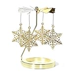 JUNGEN Rotary Spinning Teelicht Drehbarer Teelichthalter aus Metall Weihnachts Karussel Weihnachtspyramide als Teelichthalter aus Metall inklusive T