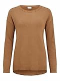 Vila Clothes Damen VIRIL HIGH Low L/S Knit TOP-NOOS Shirt, Tigers Eye, M