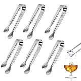 ZoomSky 6 Stück Edelstahl Zuckerzange Set, Eiswürfelzange Süßigkeiten Zange Zucker Clip Servierzange Salatzange Gebäckzange 11cm für Hochzeit Party Candy Bar Büfett G