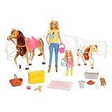 Barbie GLL70 - Reitspaß Spielset mit Barbie (blond), Chelsea, Pferd und Pony, Puppen Spielzeug ab 3 Jahren, Abweichungen in Verpackung vorb