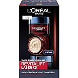 L'Oréal Paris Gesichtspflege Set, Revitalift Laser X3, Anti-Aging Tagespflege und Nachtpflege mit 3-fach Wirkung, Mit Hyaluronsäure, 2 x 50