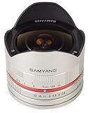 Samyang 7608 Fischaugenobjektiv für Samsung NX (f/2,8, manueller Fokus, 8 mm) Silberfarben ,