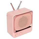 Niedlicher Retro-Wireless-Lautsprecher, BT 5.0 Leichter Tragbarer Mini-Sound-Lautsprecher Im Klassischen Stil Im TV-Design mit Speicherkartensteckplatz für Smartphone, Tablet, Laptop 8 Stunden(Rosa)