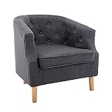 Mingone Einzelsofa Cocktail Sessel Armsessel Freizeit Sessel Clubsessel Wohnzimmer Leinen Sofa Polstersessel Retro Design Cafesessel (Dunkelgrau, 1)