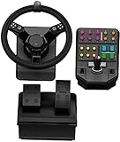 Logitech G Saitek Farm Sim Controller, Farming Simulator Bundle bestehend aus Lenkrad, Steuerkonsole, Gas- und Bremspedal, 900° Lenkbereich, 38+ Tasten, USB-Anschluss, PC/Mac/PS4 - Schw