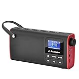 Avantree 3 in 1 Portable Tragbares FM Radio, Klein Mini Radio mit Bluetooth Lautsprecher, SD Card MP3 Player mit Akku, Auto Scan Save, LED Display, Batteriebetrieben - SP850