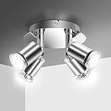 LED Deckenleuchte, Deckenlampe Deckenstrahler Schwenkbar Ceiling Light mit 4X GU10 Fassungen Spotleuchte 4-flammig Innenleuchte für Küche, Wohnzimmer, Schlafzimmer ohne Glühlamp