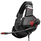 Kabel Kopfhörer Over Ear Gaming Spiel Headset Surround Stereo Sound Geräuschisolierung Headset Headphone mit Mikrofon LED Licht RGB Lichtleiterstange für Xbox One, PC, 3DS, Laptop, Tab