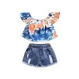 Generic Kleinkinder Baby Kleidung Sommer Outfit Babykleidung Set Top T-Shirt + Jeans Shorts Weiche Soft Babyset Kinderkleidung für 1-6 J