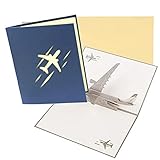 2 Stück 3D-Pop-Up-Karten im Flugzeug-Design, Geburtstagskarten, Grußkarten, Pilotengeschenke für Geburtstag, Jahrestag oder Flugzeug-E