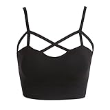 Butterme Frauen Sexy Riemchen Crop Tank Tops Bustier-Ausschnitt Bralette Nahtlose Strand Bra, Schwarz, One S