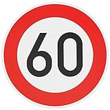 ORIGINAL Verkehrzeichen 60 KM/H Schild Nr. 274-56 Verkehrsschild Straßenschild Straßenzeichen Metall auch Gebutrtstagschild zum 60. Geburtstag als 60km Geburtstagsschild 42 cm Metall mit Folie-Typ1