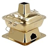MNSSRN Quadratischer Retro-heißer Topf, chinesischer heißer Topf Dicker Edelstahl-Camping-Haushalt handgefertigte Kupfer-Hot Pot-Outdoor-H