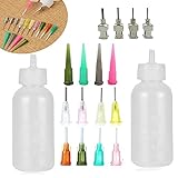 18-teiliges Präzisions-Applikator-Set, 2 x 28 ml Klebstoffapplikatoren, Quetschflaschen mit 16 Nadelspitzen für DIY Handwerk Henna T