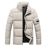 Steppjacke Herren Leicht Schwarz Daunenjacke Superwarme Daunen-Baumwolljacke Langarm Übergröße Mantel Atmungsaktiv Softshell-Mantel Warme Reißverschlusstasche Freizeitjacke Übergangsjacke O