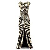 Briskorry Pailletten Abendkleider Damen Lange 1920s Kleid Bodycon Flapper Charleston Kleid Great Gatsby Cocktail Kleid Saum Cocktail Flapper Abschlussb