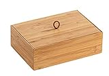 WENKO Bambus Box Terra L mit Deckel - Aufbewahrungsbox, Badkorb, Bambus, 22 x 7 x 15 cm,