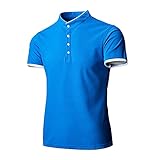 Henley Hemd Herren Modern Urban Regular Fit Spleißen Herren Shirt Sommer Mode Knopfleiste Stehkragen Design Herren Poloshirt Wicking Breathable H