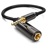 deleyCON 1x 0,2m Stereo Audio Klinken Adapter Kabel - 3,5mm Klinken Stecker zu 6,3mm Klinken Buchse - Vergoldete Klinke Stecker und Buchse - Schw