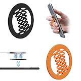 2 Stück Handy-Fingerhalterung, rutschfest, rutschfest, Handygriff, kompatibel mit kabellosen Ladegeräten für Handys, Handys und Autohalterungen (Schwarz + Orange)