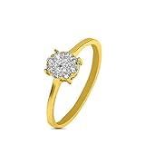 silvernshine Jewels 0,15 cts Rundschliff SIM Diamant Verlobungsring Ehering in 14 kt Gelb Gold p