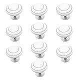 E EBETA 10 Pcs Möbelknopf Schrankknöpfe Schrankgriffe, Möbelknöpfe Set Möbelgriff Keramik Türknopf （Doppelter Silberner - Weiß）