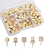 180 Stücke Pinnadeln Holz Heftzwecke, Karte Nagel Thumb Tacks, Holz Push Pins Pinnwandnadeln mit Stahl Spitze, Reißzwecke für Tafel, Weltkarte, Kork B