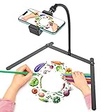 Verstellbarer Handy Ständer, Faltbarer Telefonhalter für den Schreibtisch, Tisch Online Lehrständer für Live-Streaming und Online Video und Food Crafting Demo Zeichnen Skizzieren Aufzeichnen. (Black)