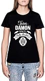 Team Damon Since Hello Brother Schwarz T-Shirt Damen Kurzarm Black T-Shirt Women'