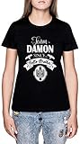 Team Damon Since Hello Brother Schwarz T-Shirt Damen Kurzarm Black T-Shirt Women'