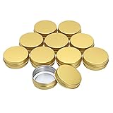 TiaoBug 6/10/12 Pcs Aluminium Döschen Cremedose Leer Kosmetikbehälter mit Deckel Tiegel Dosen für Creme Gel Lip Balm Lippenbalsam Golden 10Pcs 30