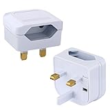 Incutex 2X Reisestecker UK GB England Travel Adapter Typ C Eurostecker 2-Pin auf UK 3-Pin Reise Steckdosenadapter, weiß