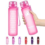 Vikaster Trinkflasche Kinder Auslaufsicher, Trinkflasche Fahrrad- 350/500/800ml,1 Liter/1.5 L, Trinkflasche Kohlensäure Geeignet, Wasserflasche für Sport,Baby,Schule,Fitness,Outdoor - BPA-Freie T